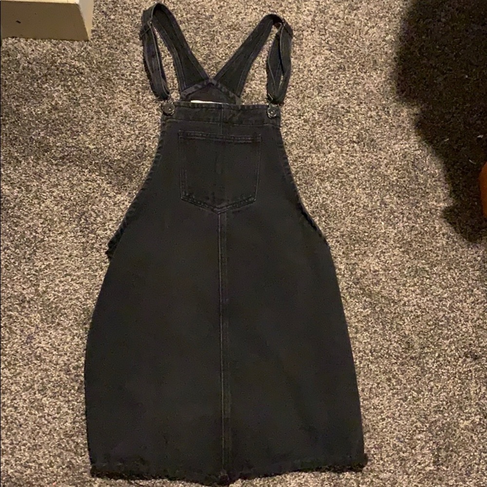 black overall dress